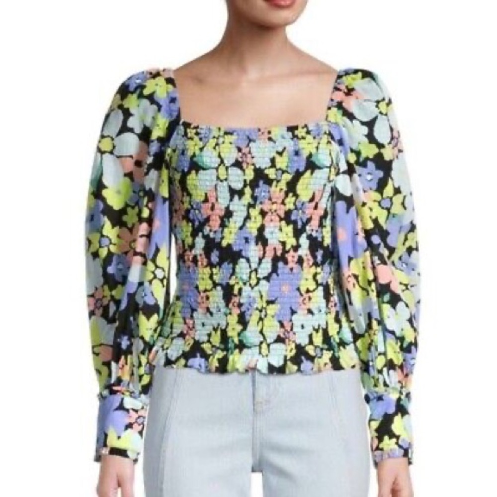 Free People Ariana Smocked Floral Blouse - Picture 3 of 15